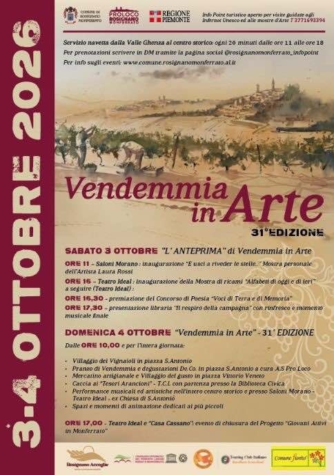&laquo;Anteprima&raquo; & &laquo;Vendemmia in Arte&raquo;: le eccellenze di Rosignano e del Monferrato